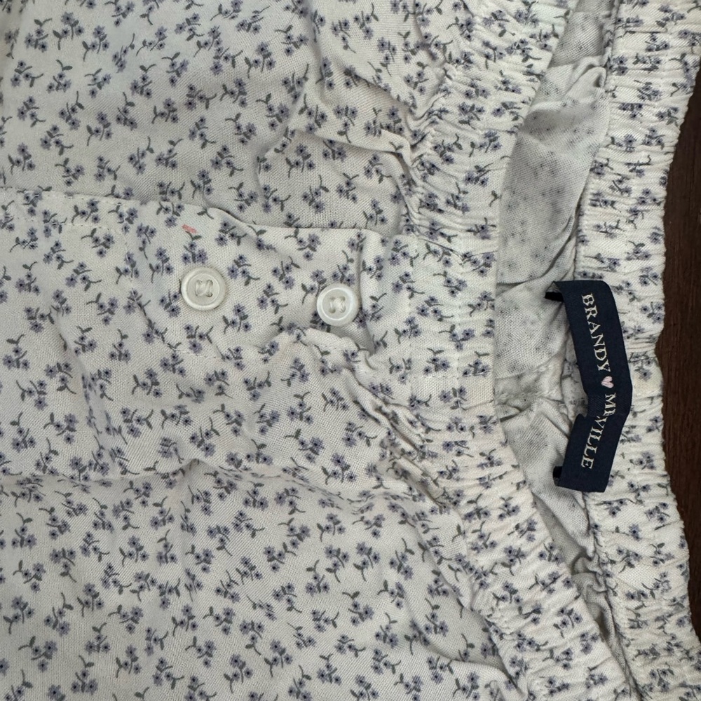 Brandy Melville White and Black Floral Skirt